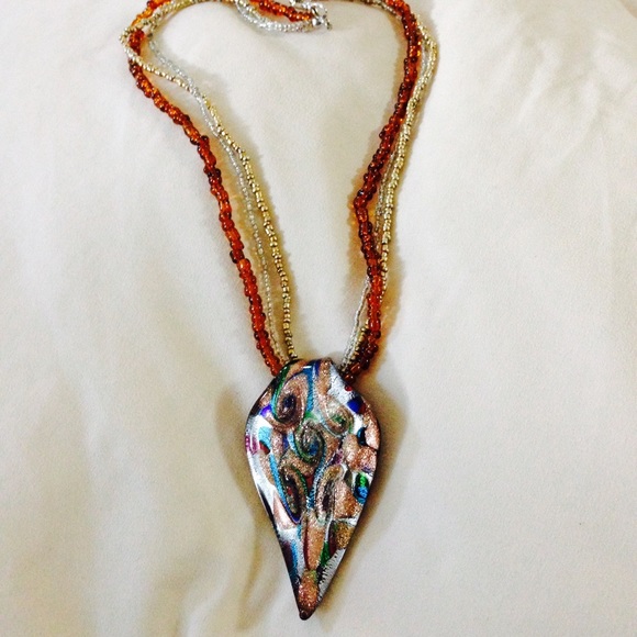 Jewelry - Abalone necklace on multi strand beaded chain