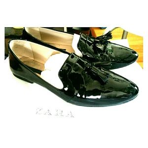 Zara shiny tassel loafers