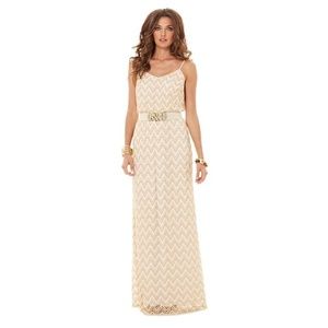 Lilly Pulitzer Zig Zag Crochet gold maxi dress