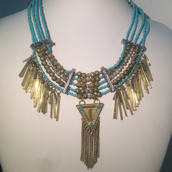 Boho dangle bib necklace - Picture 1 of 1