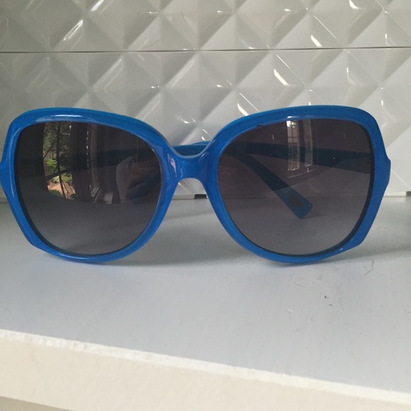 Blue framed sunglasses