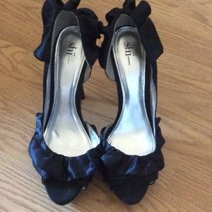 Black open toe heels