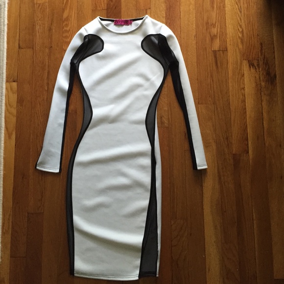 Long sleeve black and white dress