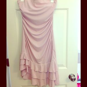 Light pink strapless cocktail dress
