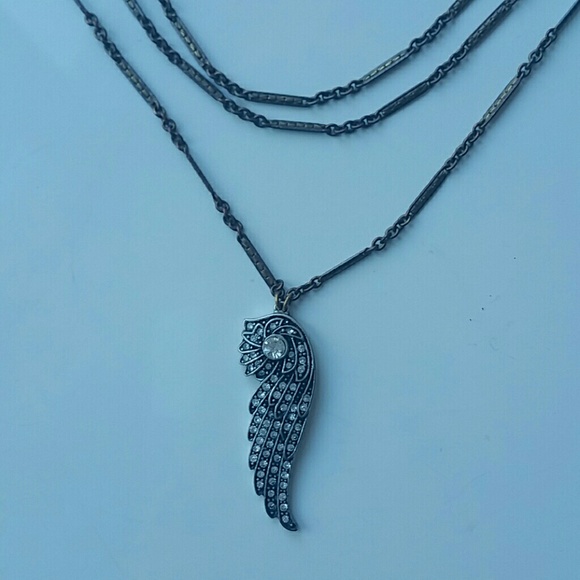 Lulu Frost triple chain necklace with wing pendant - Picture 1 of 4