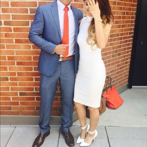 White turtleneck slim dress!