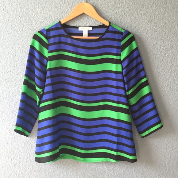 Blue, green and black blouse