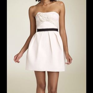 BCBG Strapless floral appliqué dress with pockets