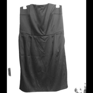 Black strapless cocktail dress with pockets