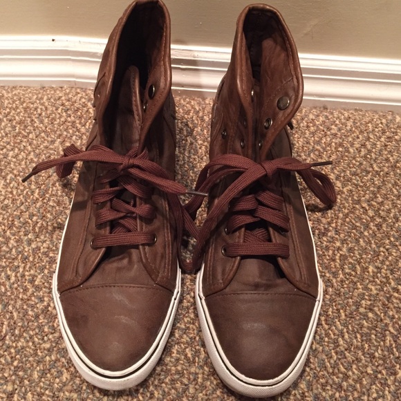 Brown leather looking shoes