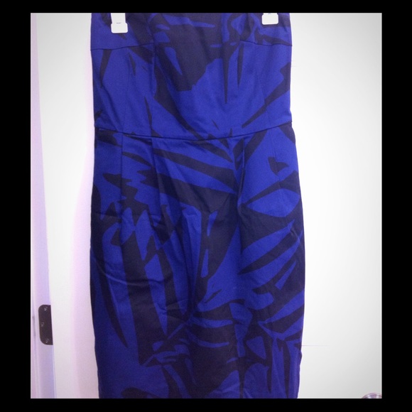 Strapless black and blue cocktail dress w/ pockets
