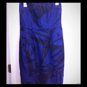 Strapless black and blue cocktail dress w/ pockets