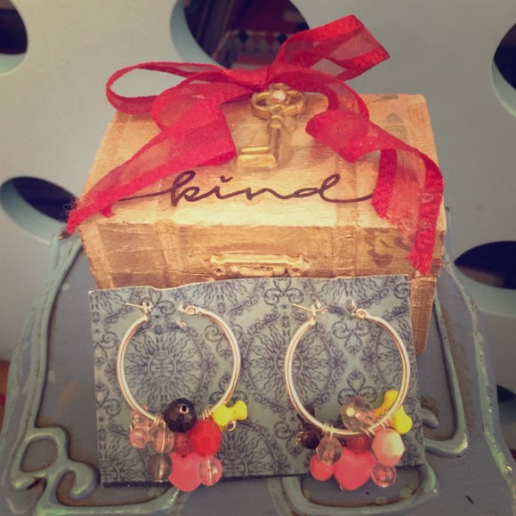 Unique Custom Handmade Heart Bauble Hoop Earrings