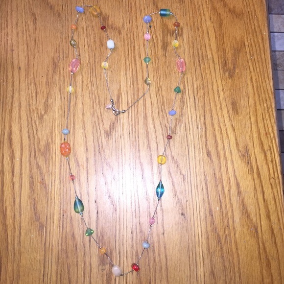 Lia Sophia silver & multicolored gem necklace