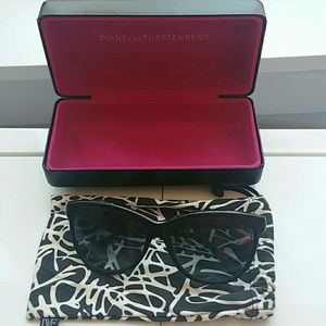 Diane Von Furstenberg Black Cat Eye Sunglasses