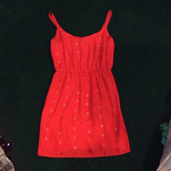 Red floral strappy dress