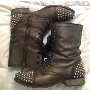 Steve Madden "Tarnney" Black Studded Combat Boots