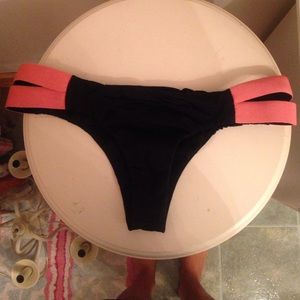 Hurley black/neon pink cheeky bathing suit bottoms