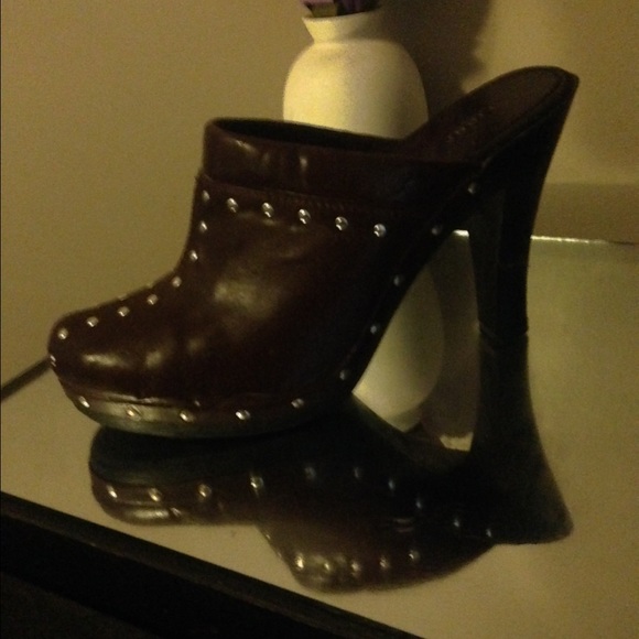 Brown studded heel