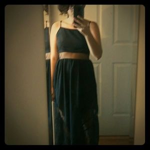 Gianni Bini Black Lace Panel Maxi Dress