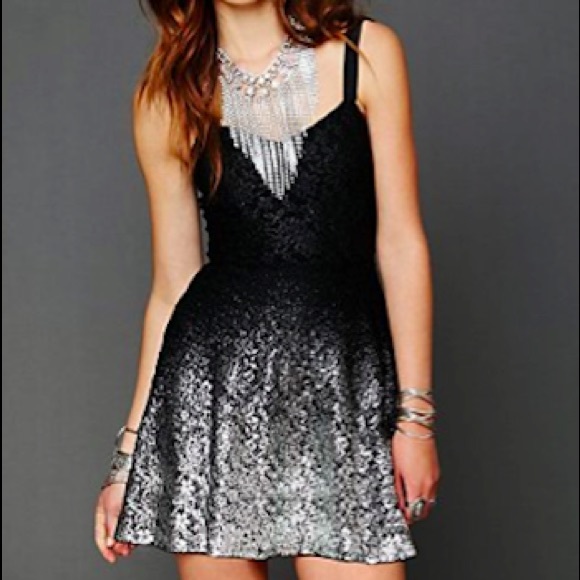 Free People black to silver hambré dress