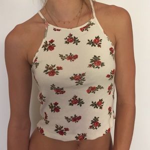 Brandy Melville rose patterned high neck tank