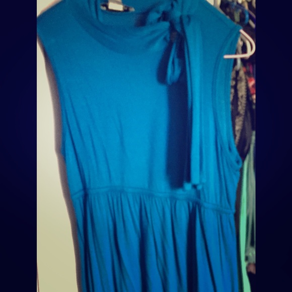 Blue high neck dress