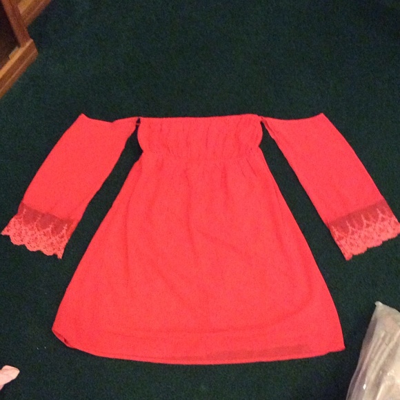 Preppy coral off the shoulder dress