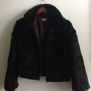 Black faux fur coat