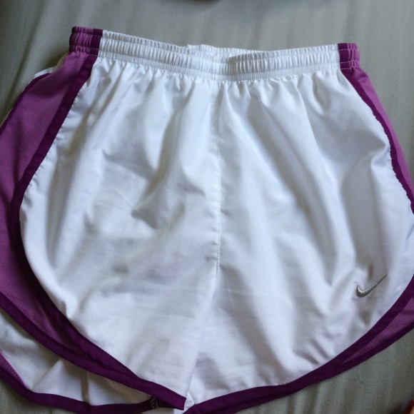 White and purple Nike pro shorts