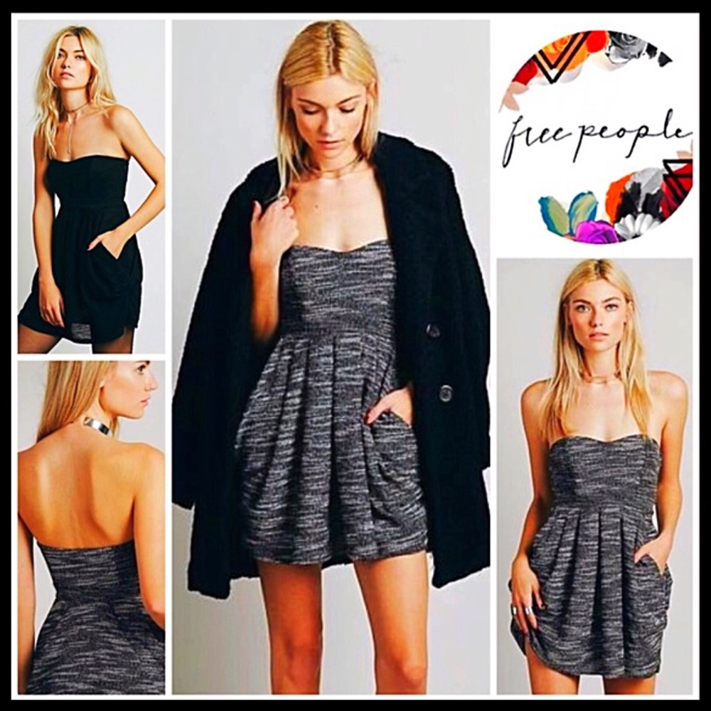FREE PEOPLE Black White Strapless Tube Mini Dress - Picture 7 of 7