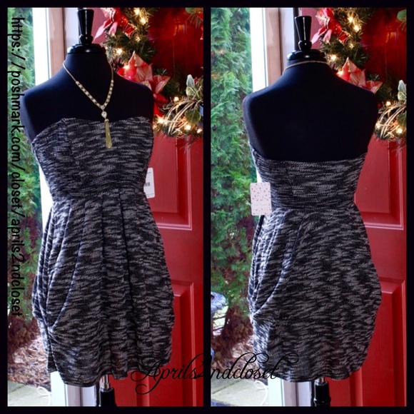 FREE PEOPLE Black White Strapless Tube Mini Dress - Picture 4 of 7