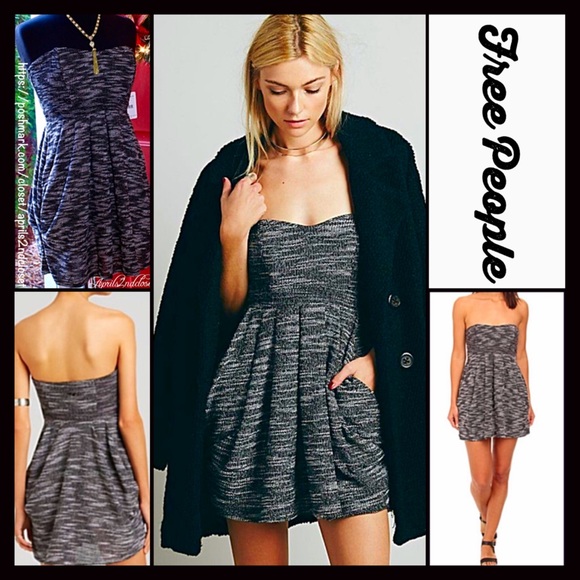 FREE PEOPLE Black White Strapless Tube Mini Dress - Picture 5 of 7