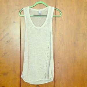 JCP long, tan knit, tank top