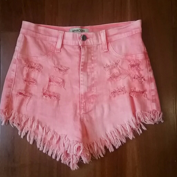 High waisted distress shorts