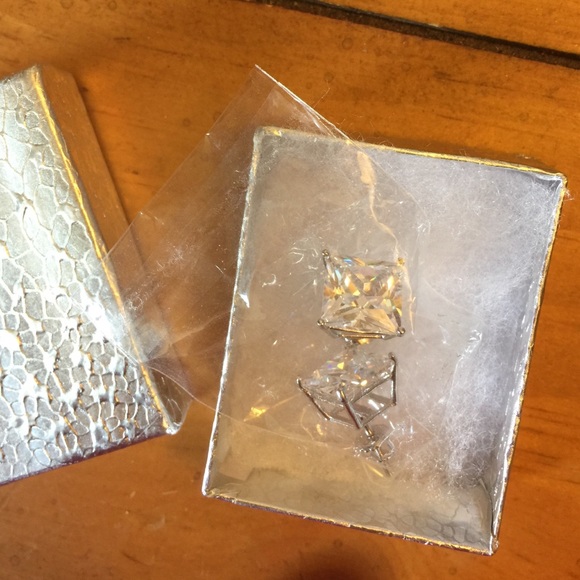 Lab simulated diamond sterling silver earrings