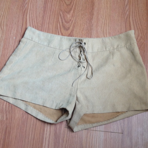 Soft tan lace up shorts