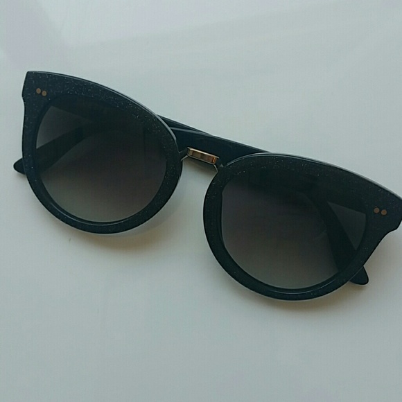 TOMS Yvette Black Glitter Frame Sunglasses