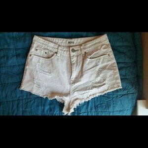 UO BDG Super High Rise Cheeky White Ivory Shorts