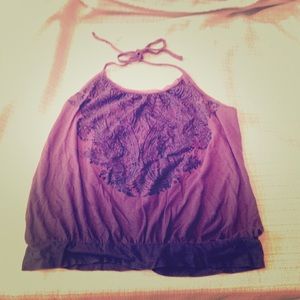 Ombré printed halter top with banded bottom