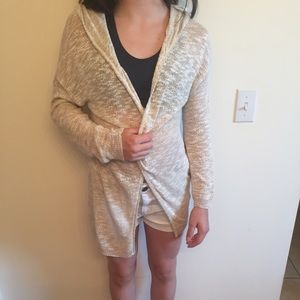 Tan Cardigan With a Hood