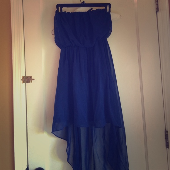 High low strapless dress