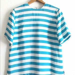 Vintage Turquoise and white striped blouse