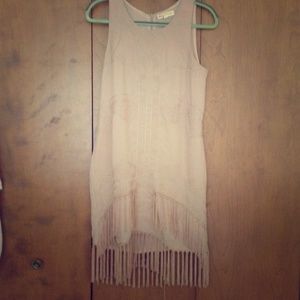 Tan dress with fringes on the bottom