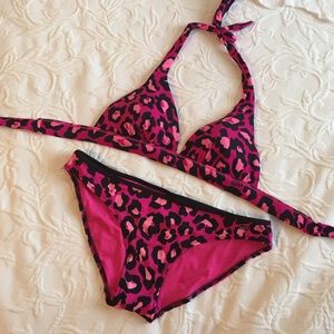 VS Pink leopard bikini set