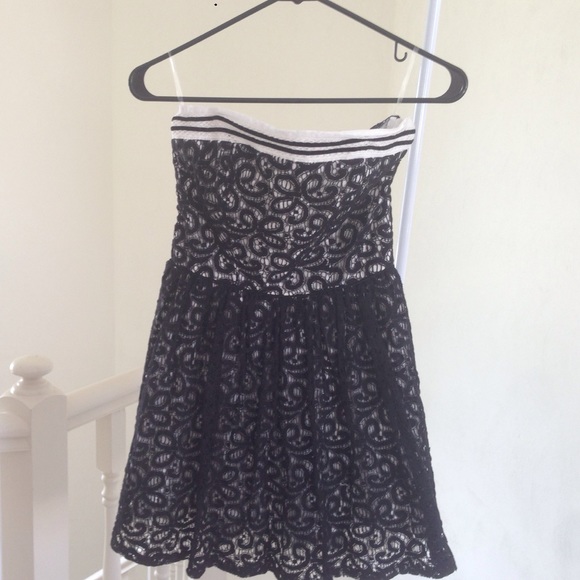 Strapless B&W dress from Hot Topic