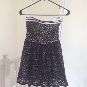 Strapless B&W dress from Hot Topic