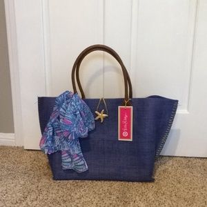 Lilly For Target Blue Raffia Tote-My Fans