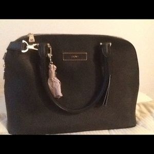 Black DKNY Saffiano Leather Round Satchel