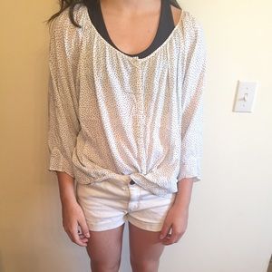 Baggy White and Black Polka Dot Shirt